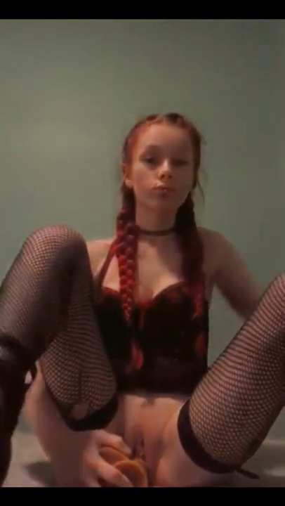 18 Teen creamy redhead cums HARD first video